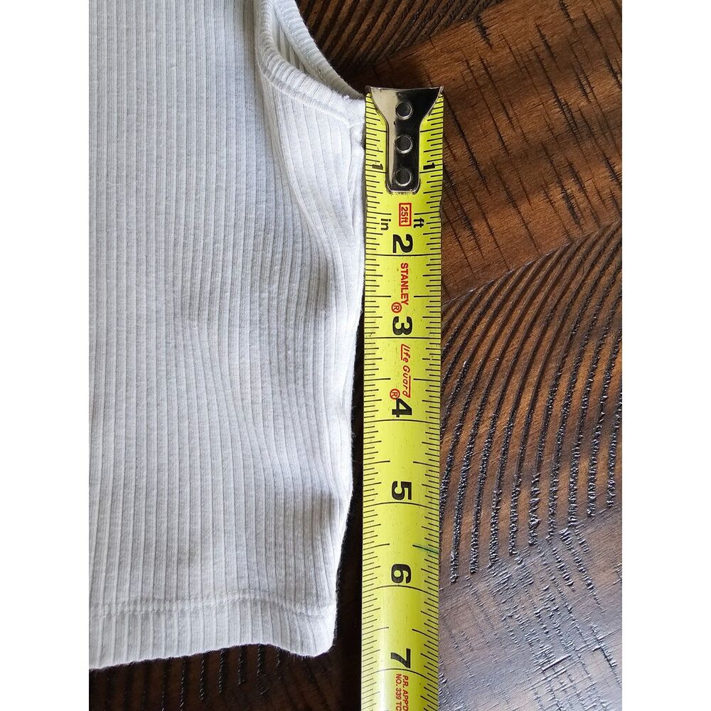 American Eagle Ribbed Crop Tank Top White Cutout Shoulder Womens S Y2K - Picture 9 of 9